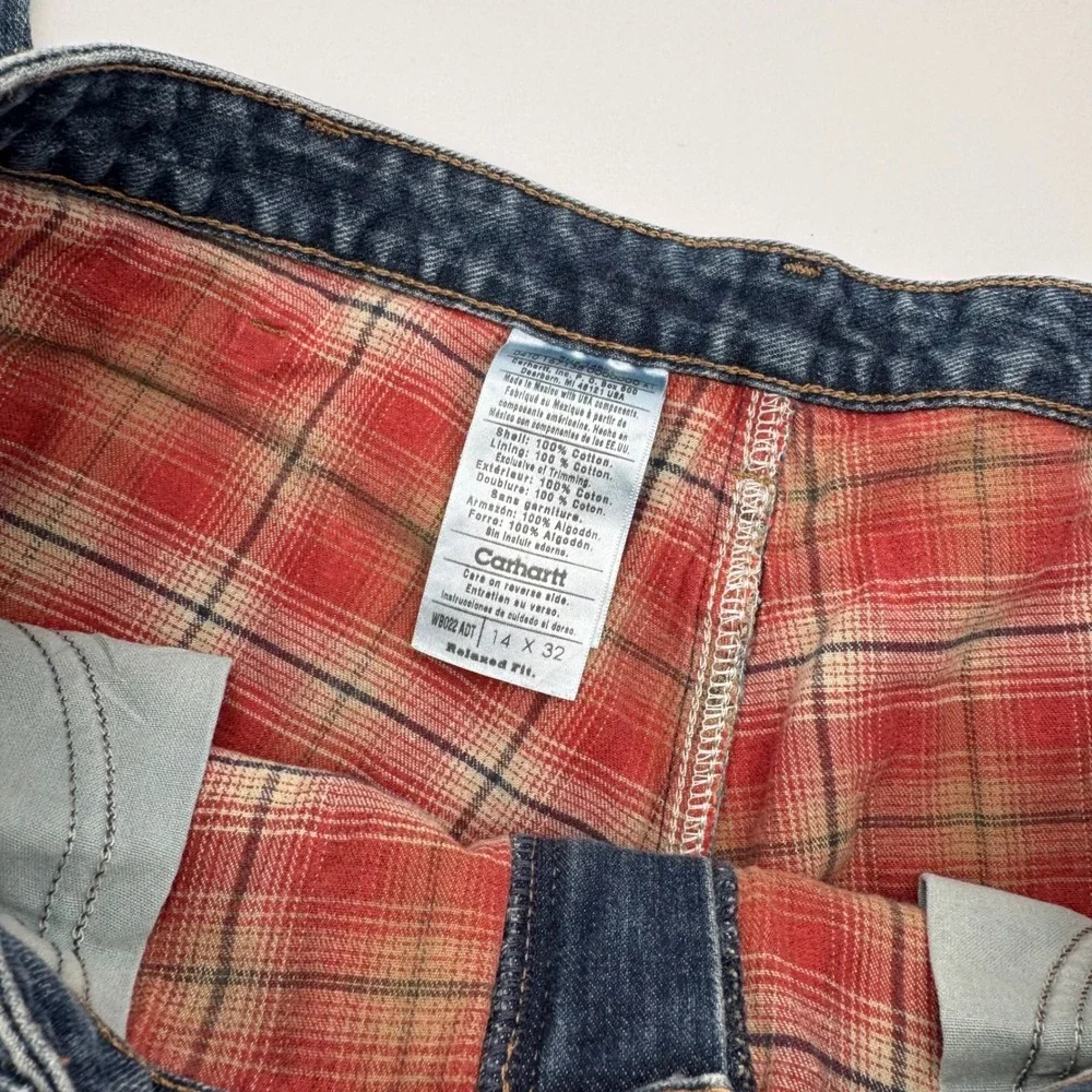 Carhartt Flannel Lined Relaxed Fit Jeans Womens 14x32 Dark Wash‎ Denim